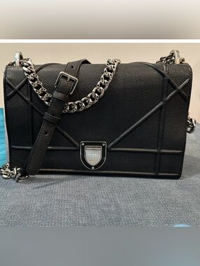 Dior Diorama Medium Black Quilted Leather Chain-Shoulder Crossbody Women’s Bag